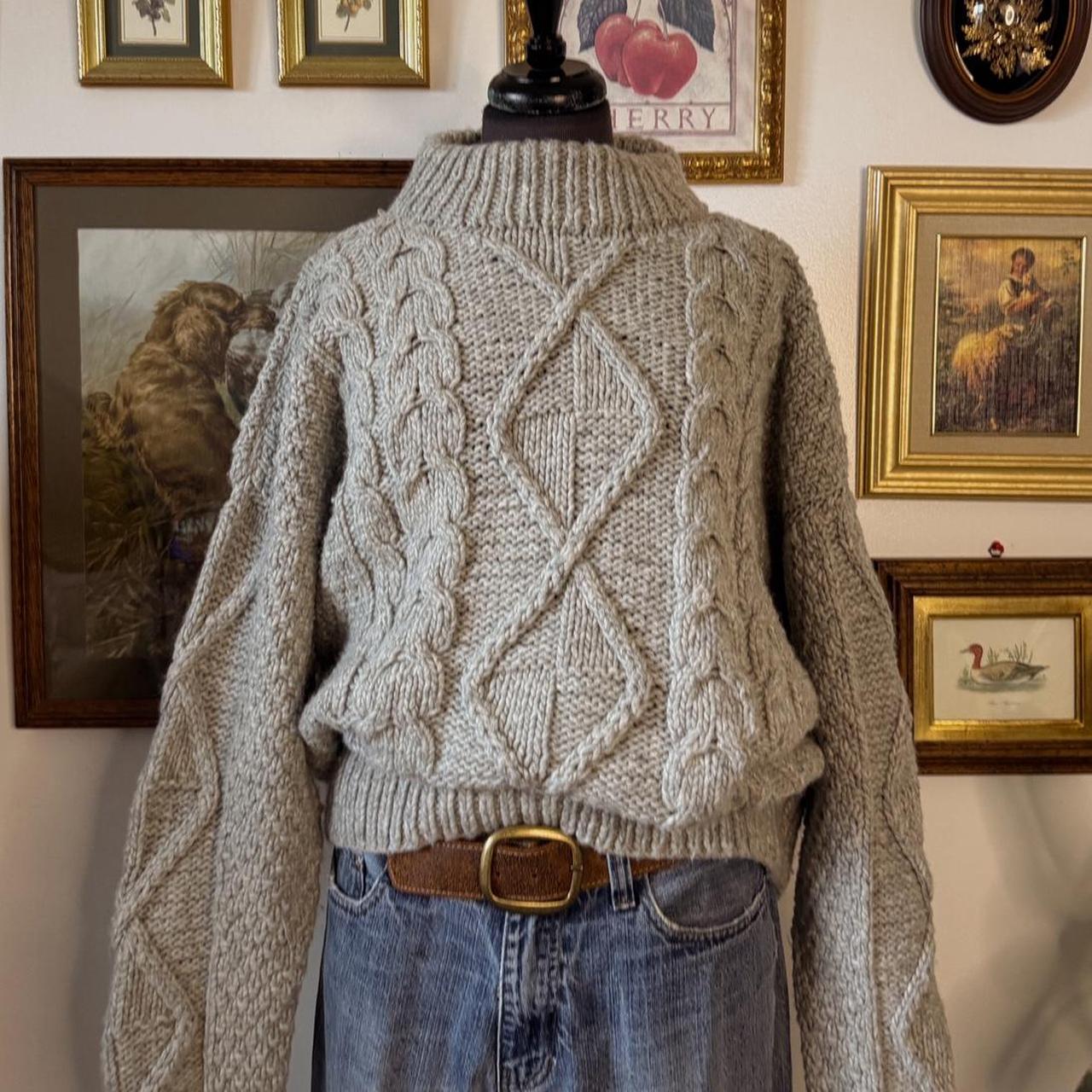 Chunky grey wool knit sweater (XL)