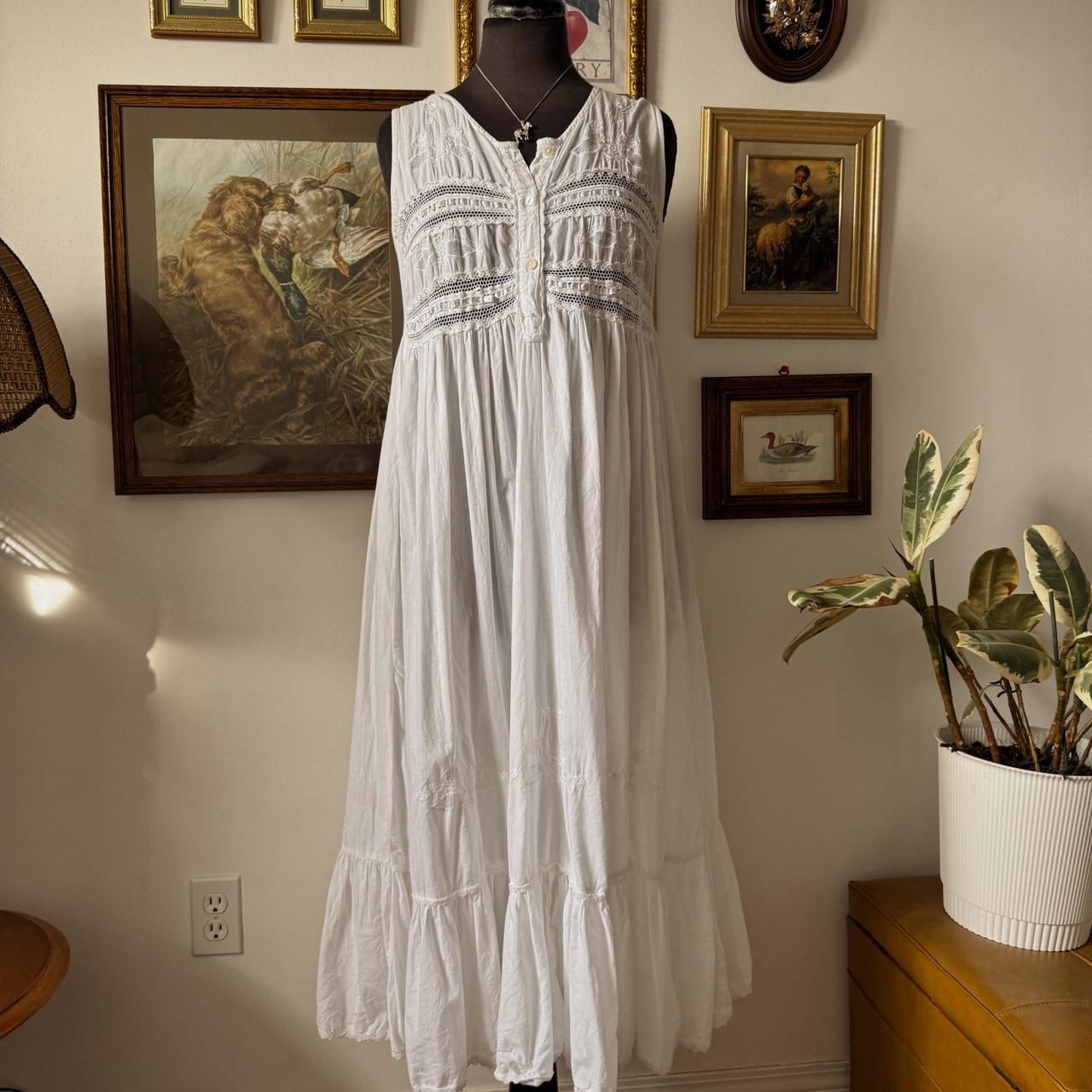 Vintage white ruffle maxi dress