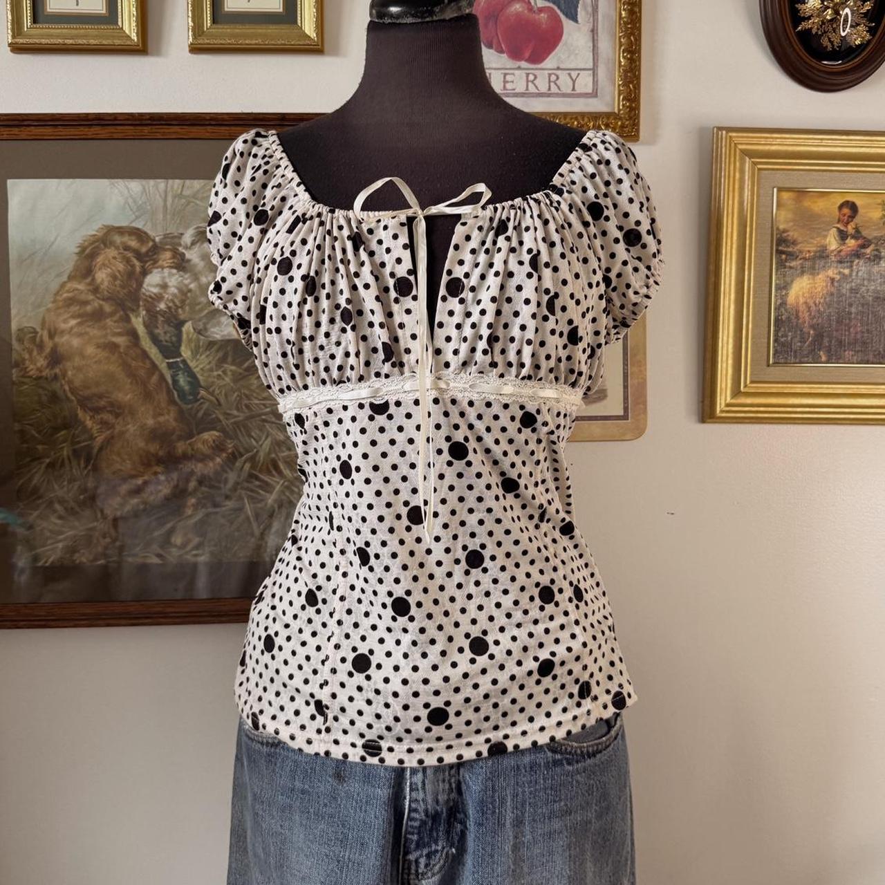 Polka dot milkmaid blouse (XL)