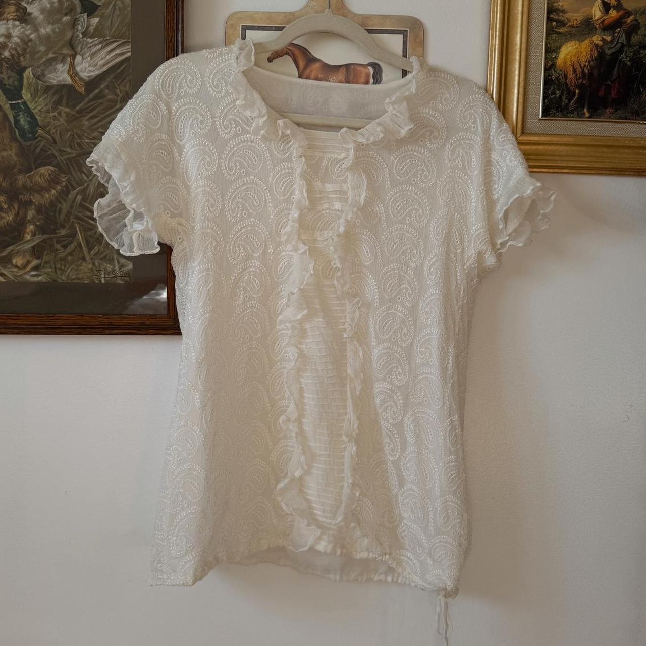 Whimsical silk ruffle top (L)