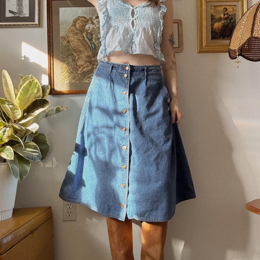 Vintage denim midi skirt (M)