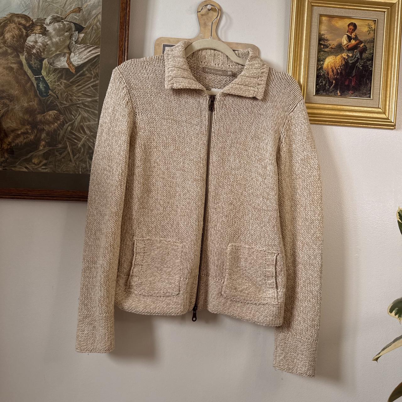 Soft cream knit zip up (M)