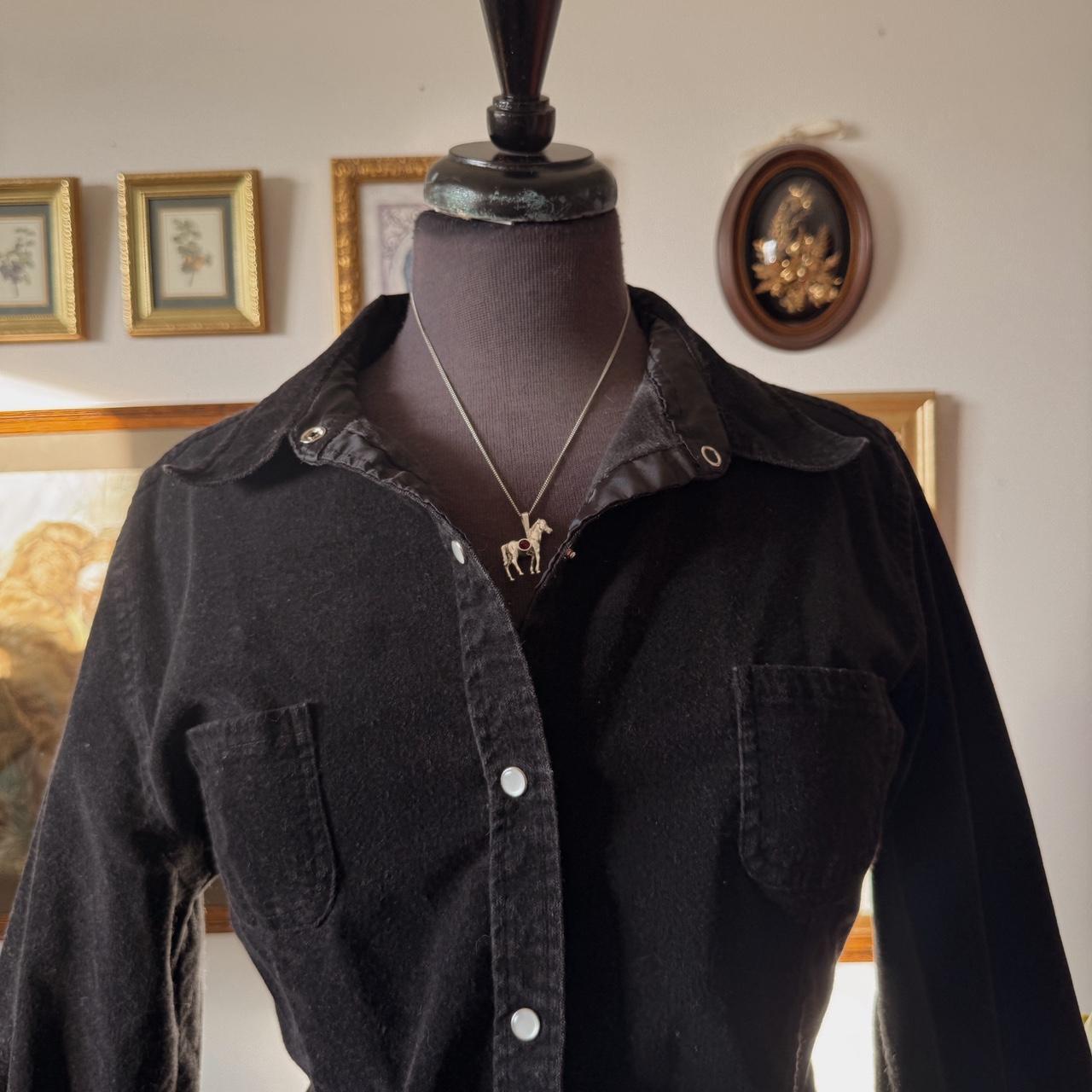 Black velvet button-up top (M)