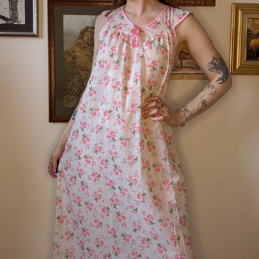 Pink floral fairy maxi dress (S)