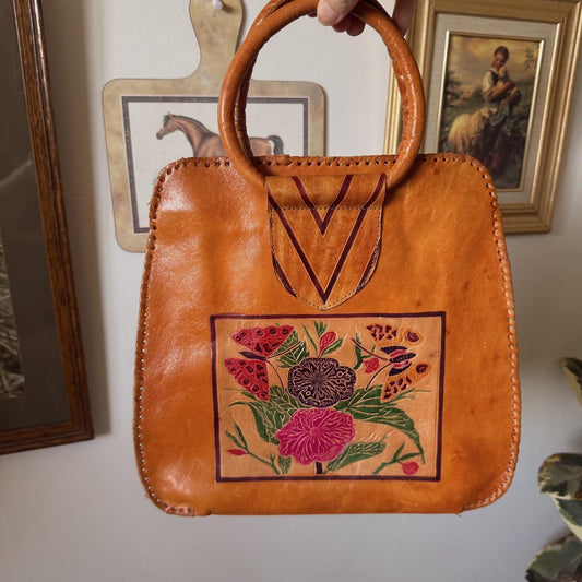 Tan leather butterfly bag