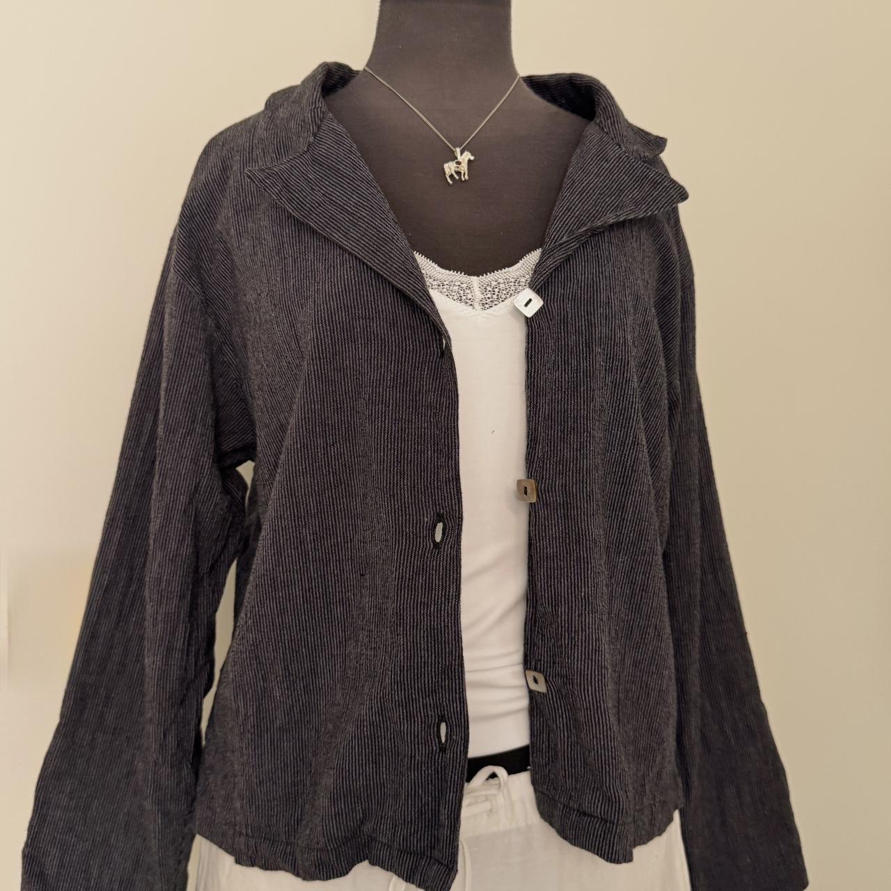 Navy striped cotton jacket (XL)
