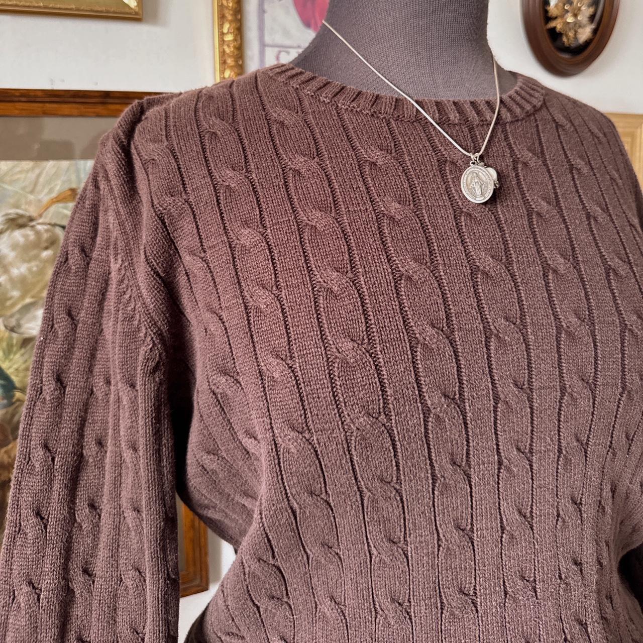 Brown cotton cable knit sweater (M)