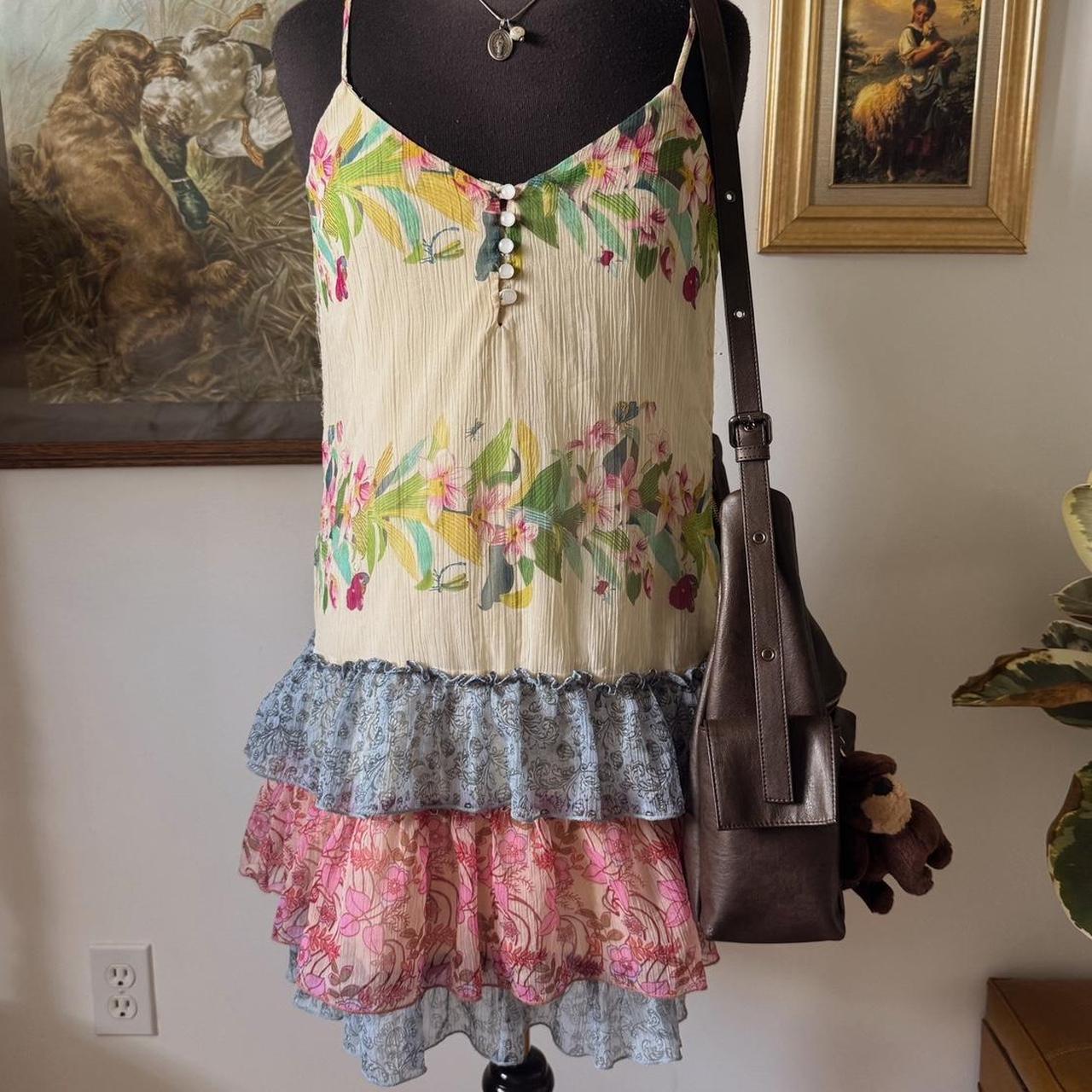 Floral ruffle boho mini dress (S)