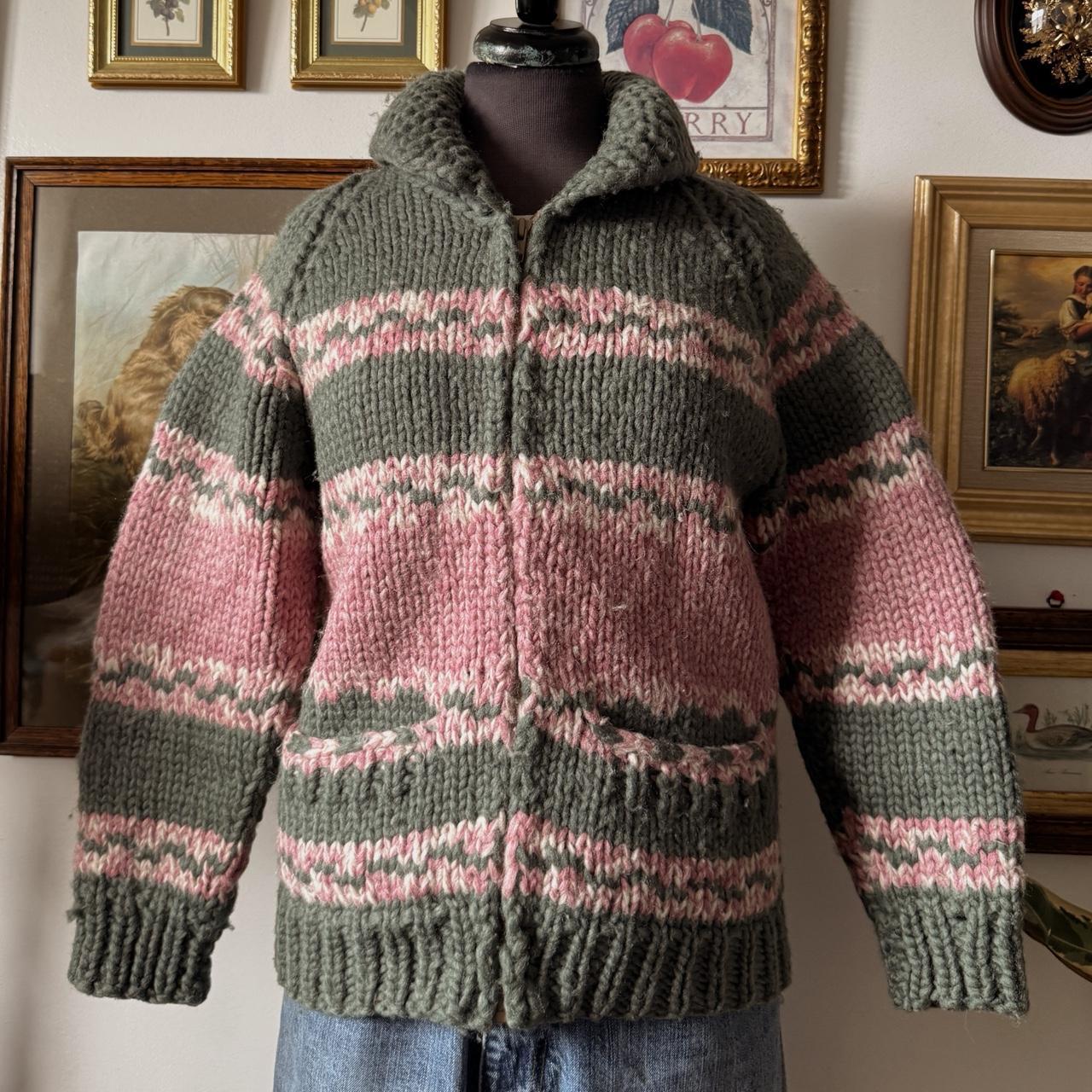 Green & pink striped wool jacket (S)