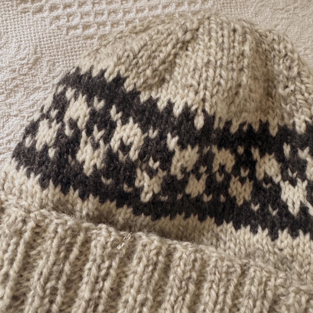 Hand knit vintage wool beanie