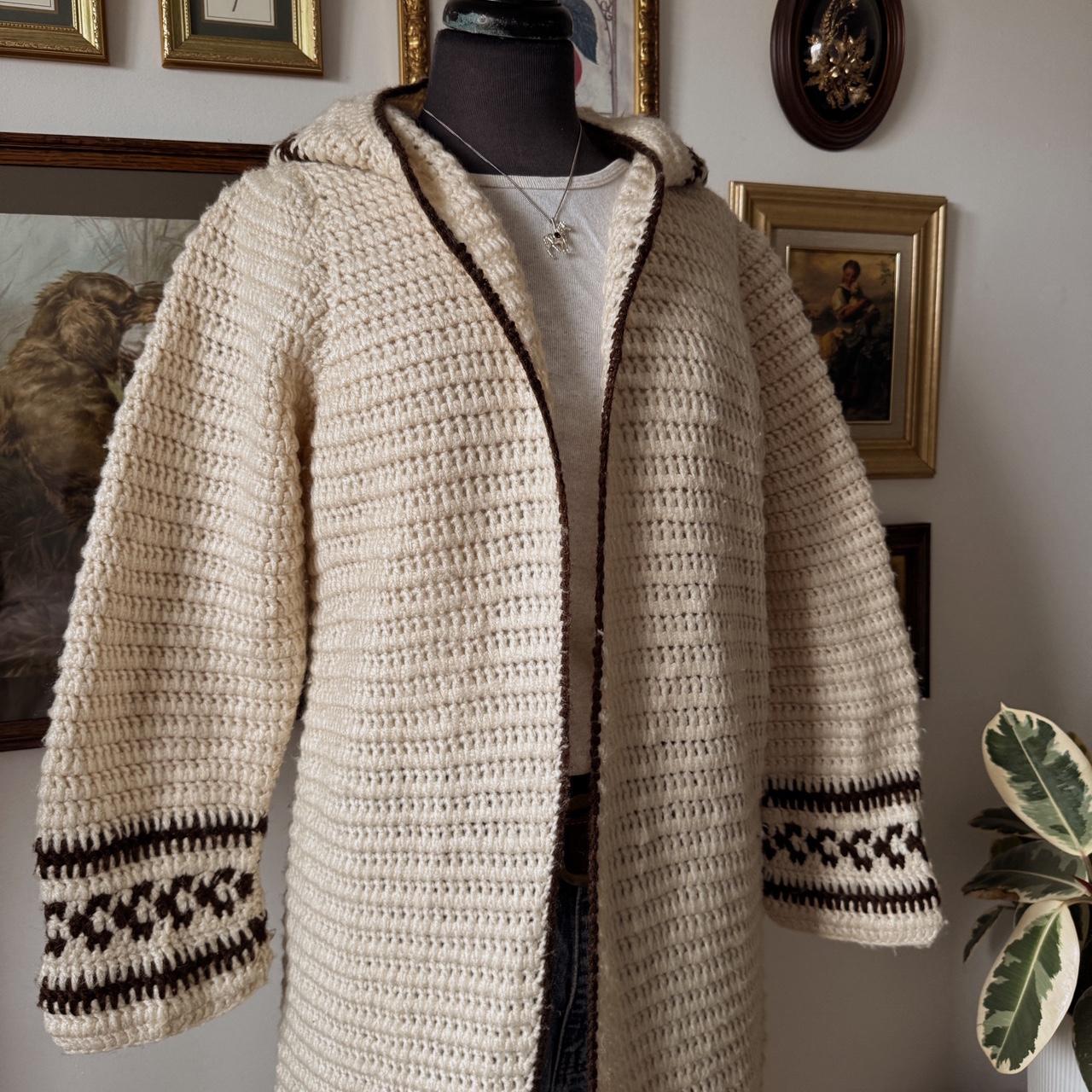 Long wool knitted cardigan (M)