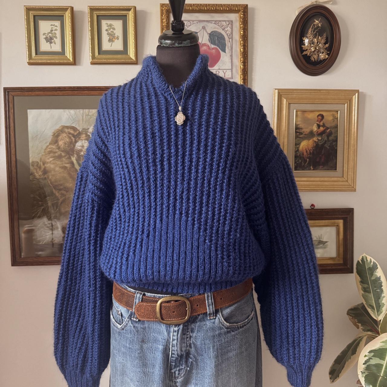 Chunky hand knit cobalt blue (M/L)
