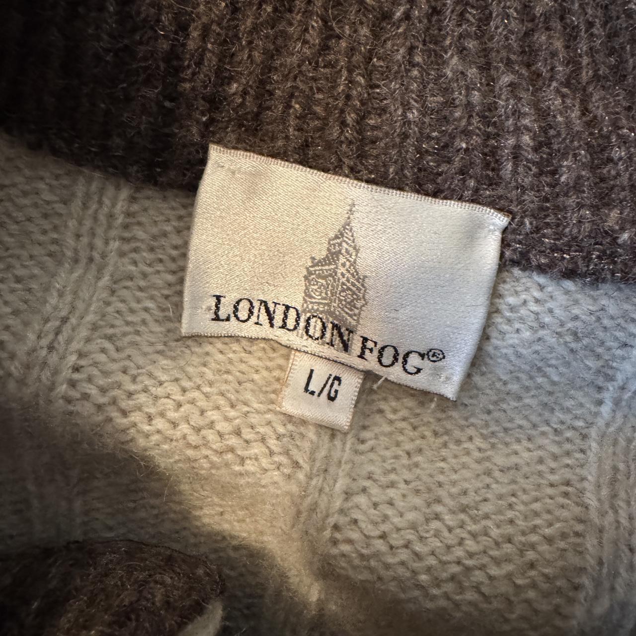 Brown & cream striped wool knit sweater (L)