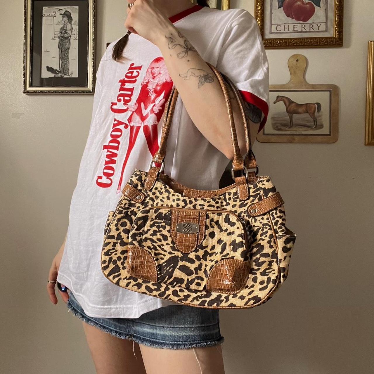 Y2K leopard print bag