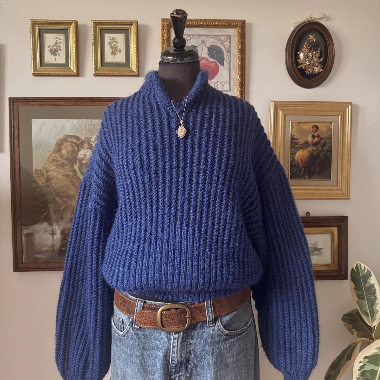 Chunky hand knit cobalt blue (M/L)