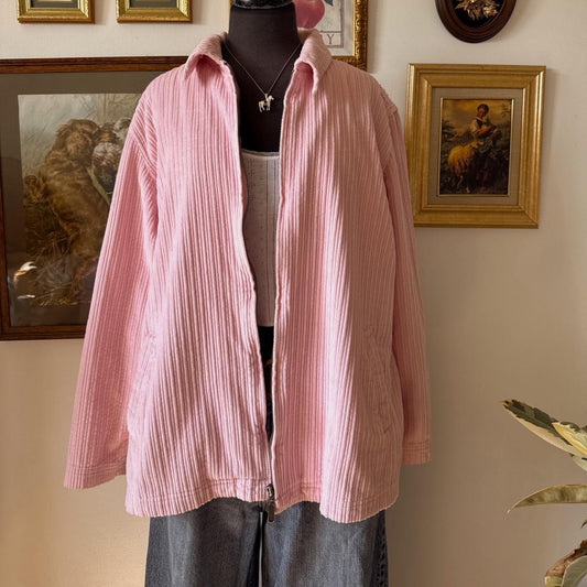 Pink corduroy zip-up jacket (XL)