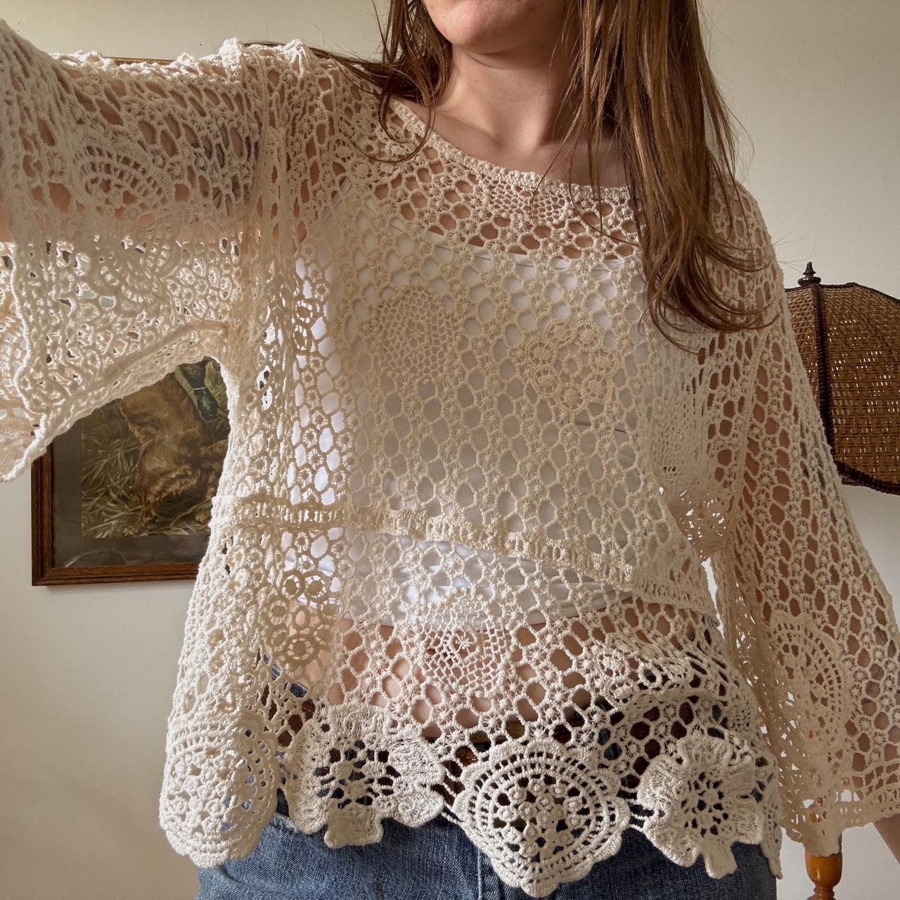 Boho crochet slouchy top (L)