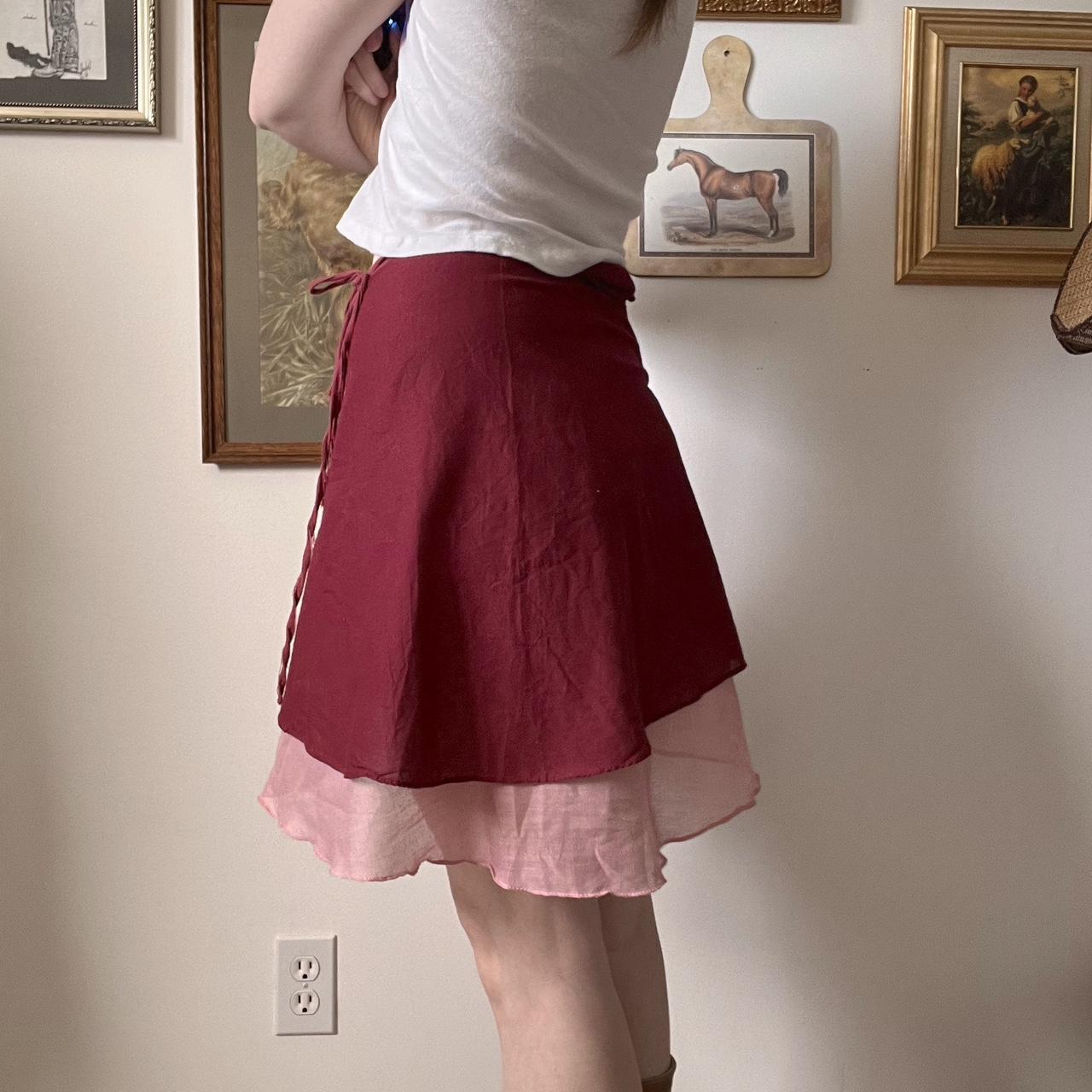 Burgundy rose wrap skirt (S)