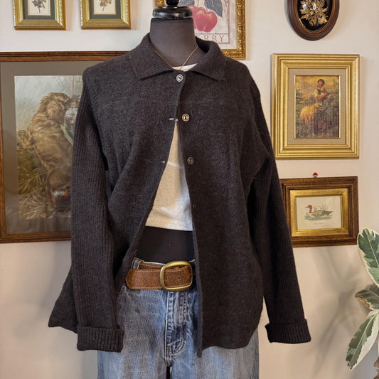 Charcoal grey wool cardigan (XL)