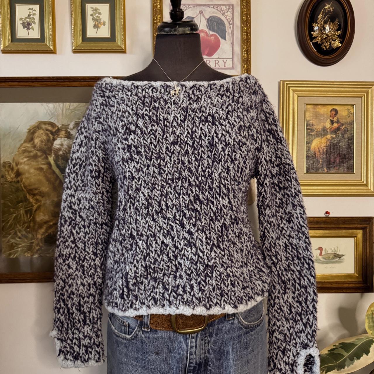 Blue knitted boatneck sweater (M)