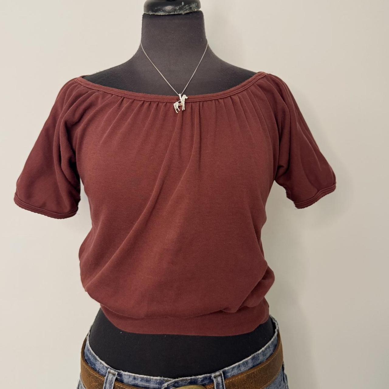 Burgundy cotton off the shoulder top (S)