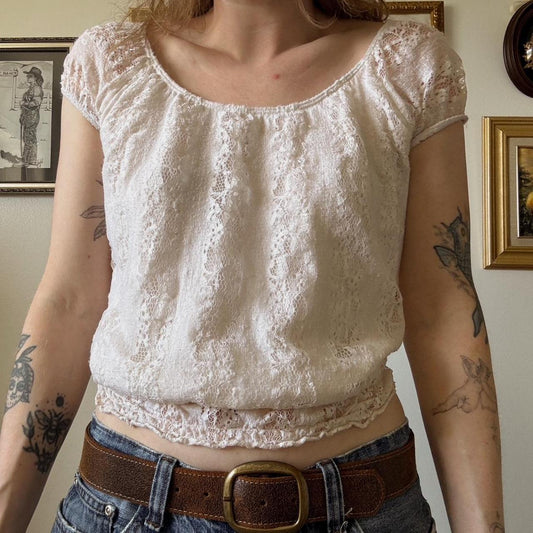 Cream lace fairy top (M)