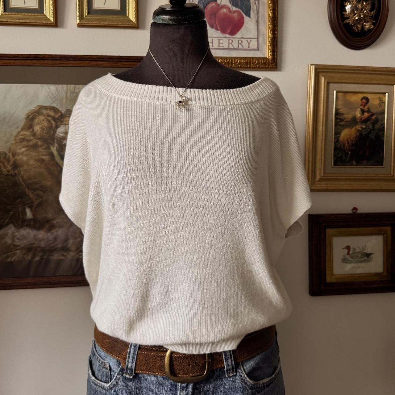 White knit boatneck top (S)