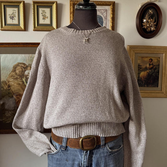 Soft cotton oatmeal knit sweater (L)