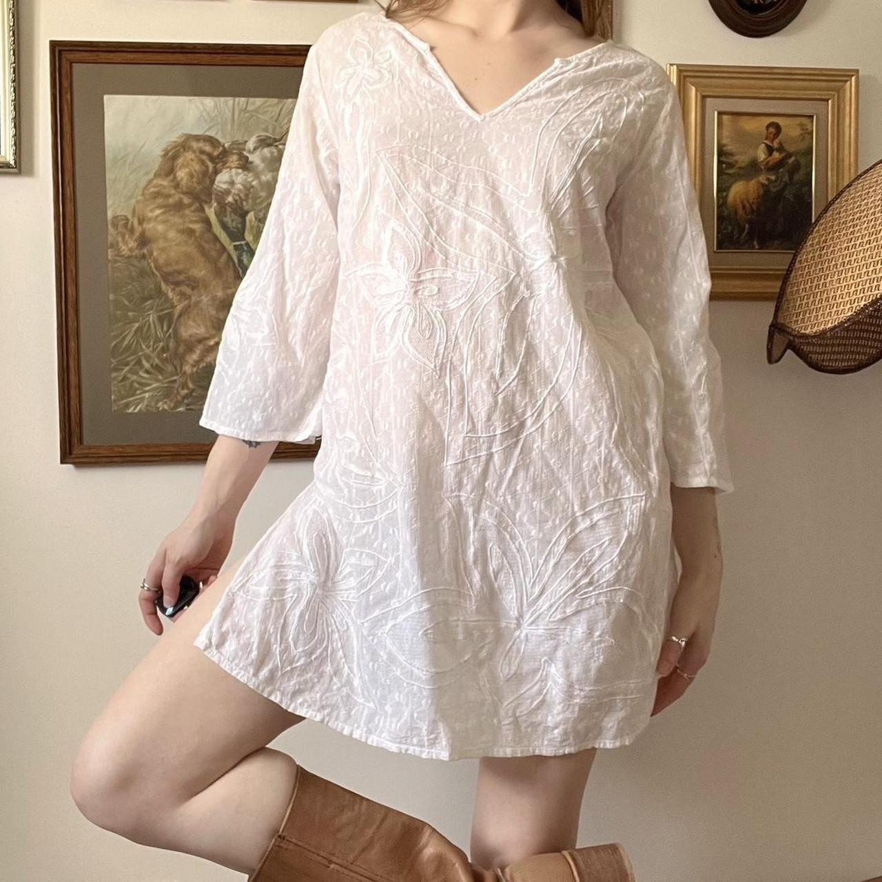 White floral tunic dress (S)