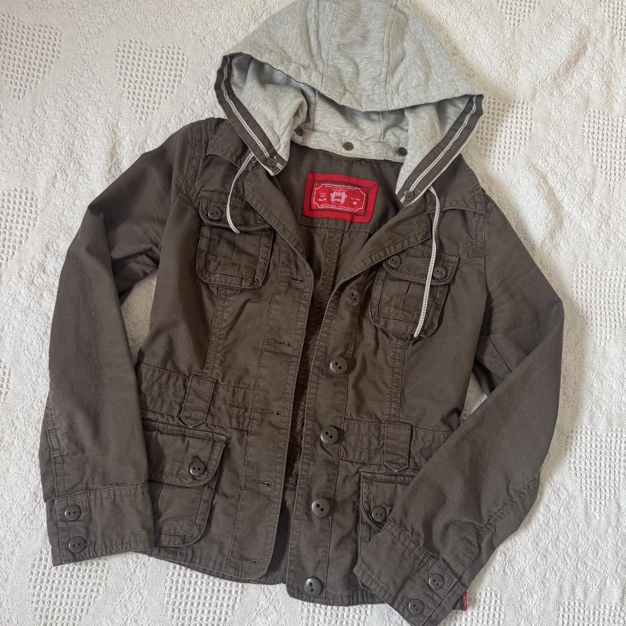 Earthy brown y2k cargo jacket (M)