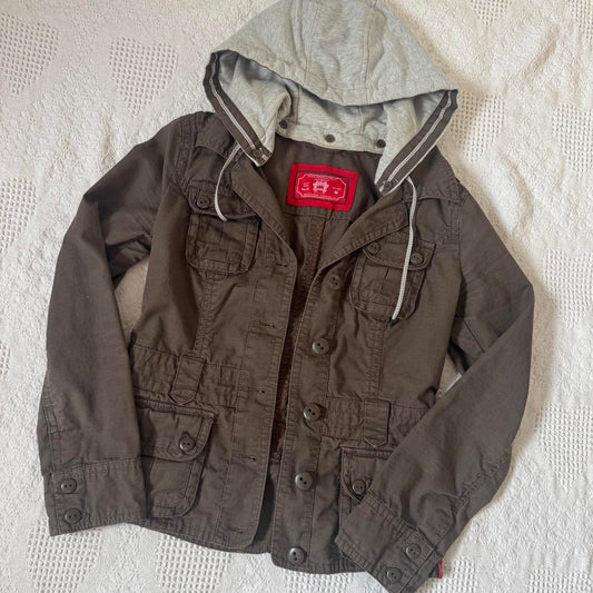 Earthy brown y2k cargo jacket (M)