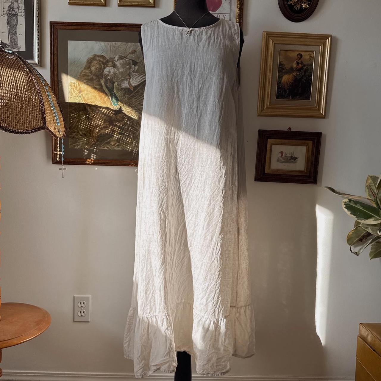 Cream linen ruffle maxi dress (XL)