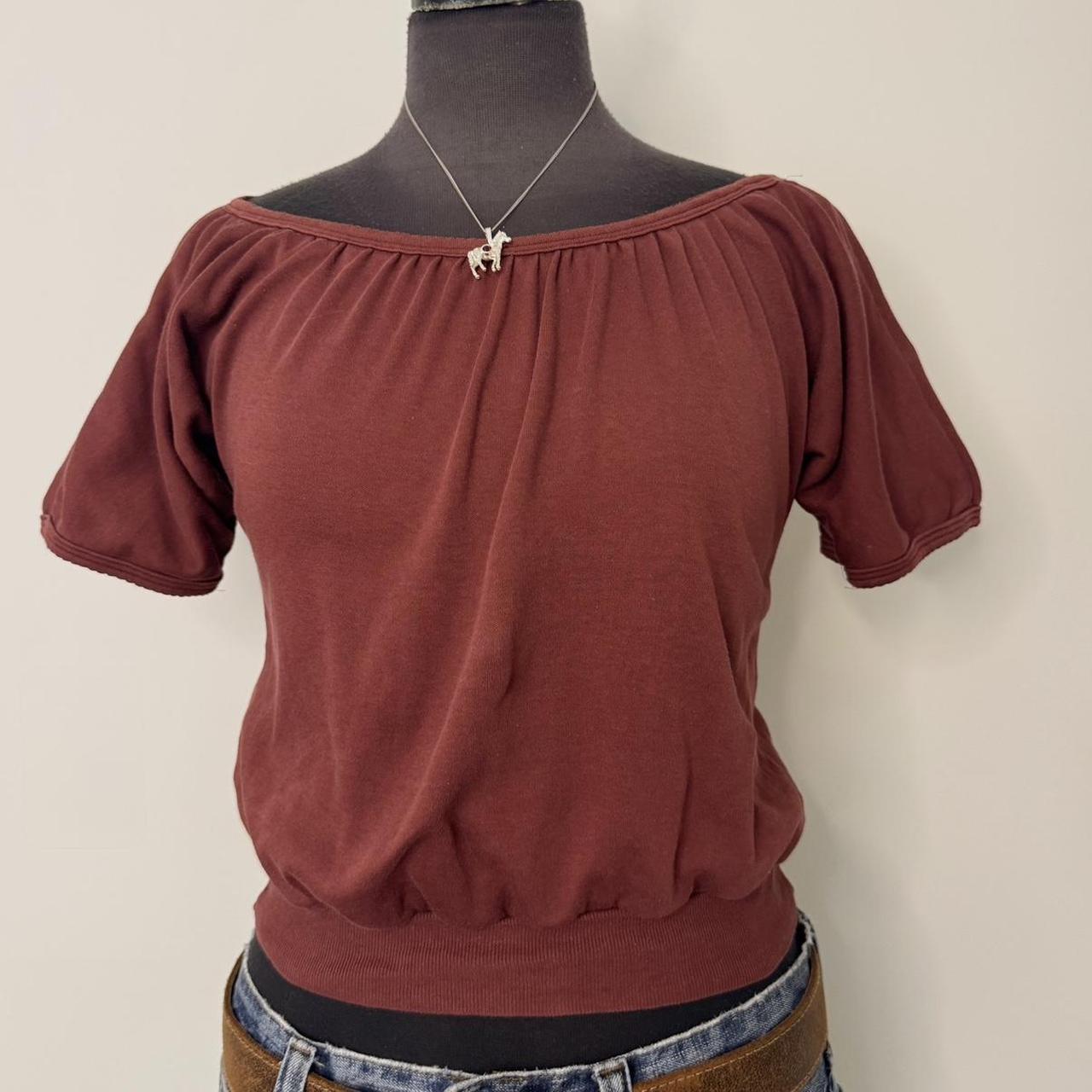Burgundy cotton off the shoulder top (S)
