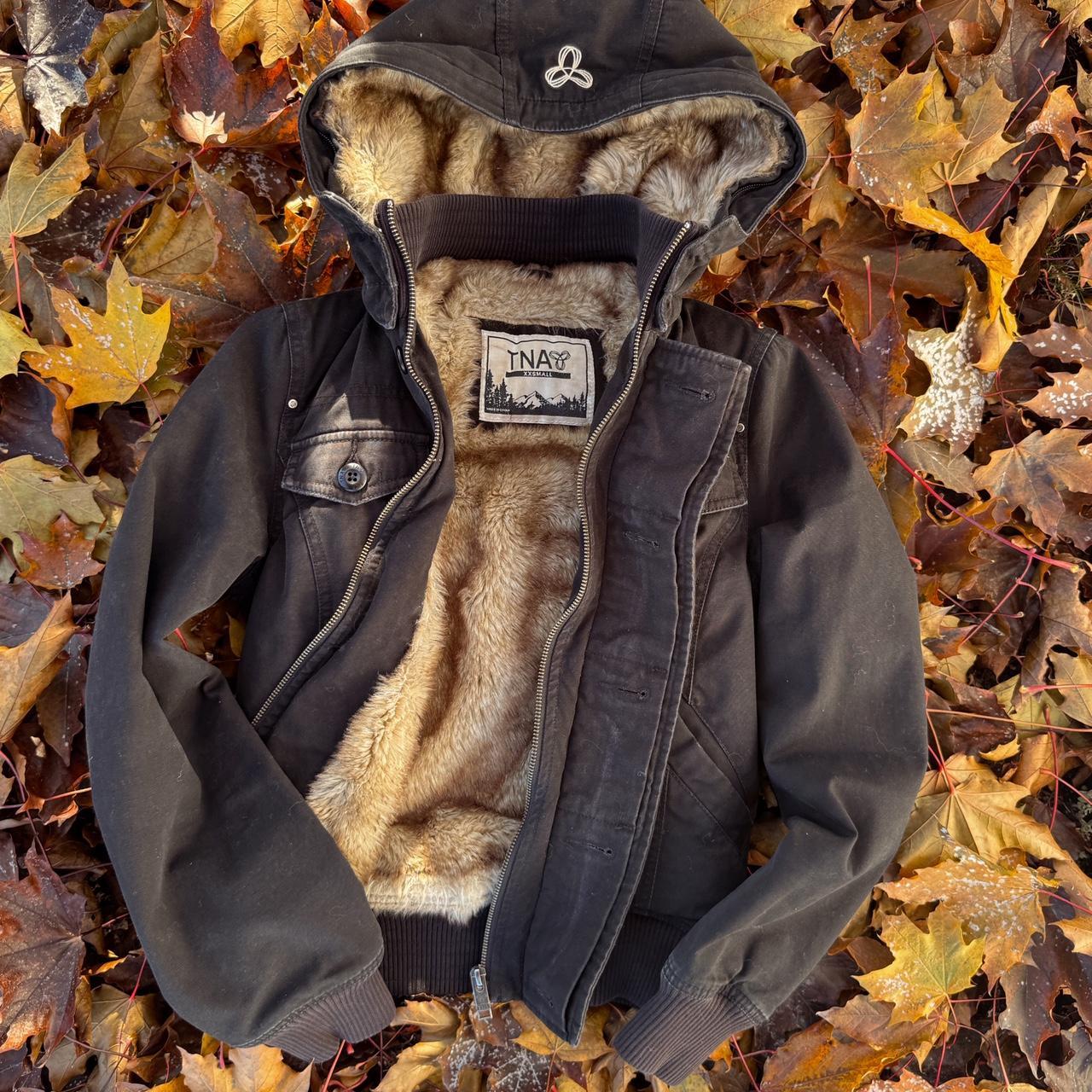 Black bomber fur lined jacket (XXS)