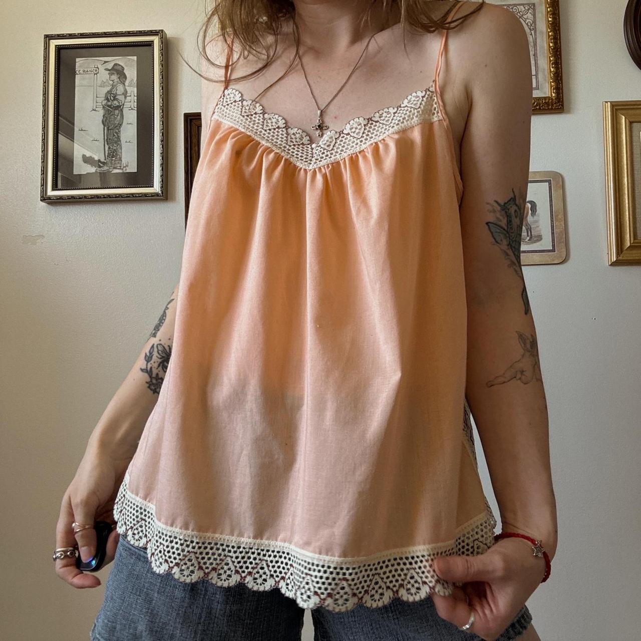 Peach boho lace cami (L)