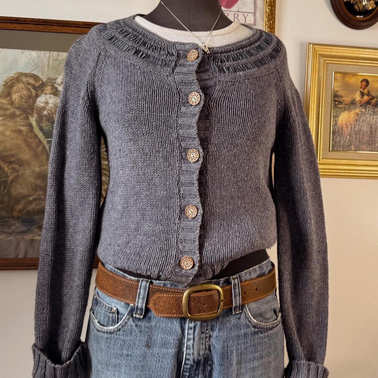 Soft navy knit cottage cardigan (M)