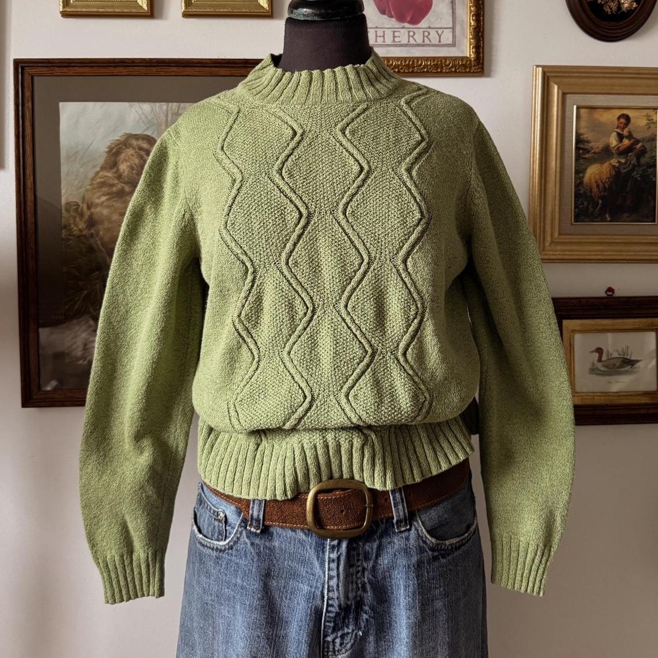 Cozy green mock neck sweater (M)