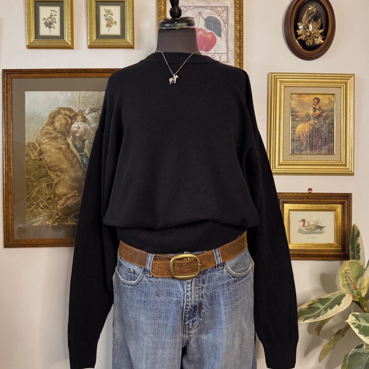 Black cotton mock neck knit (L)