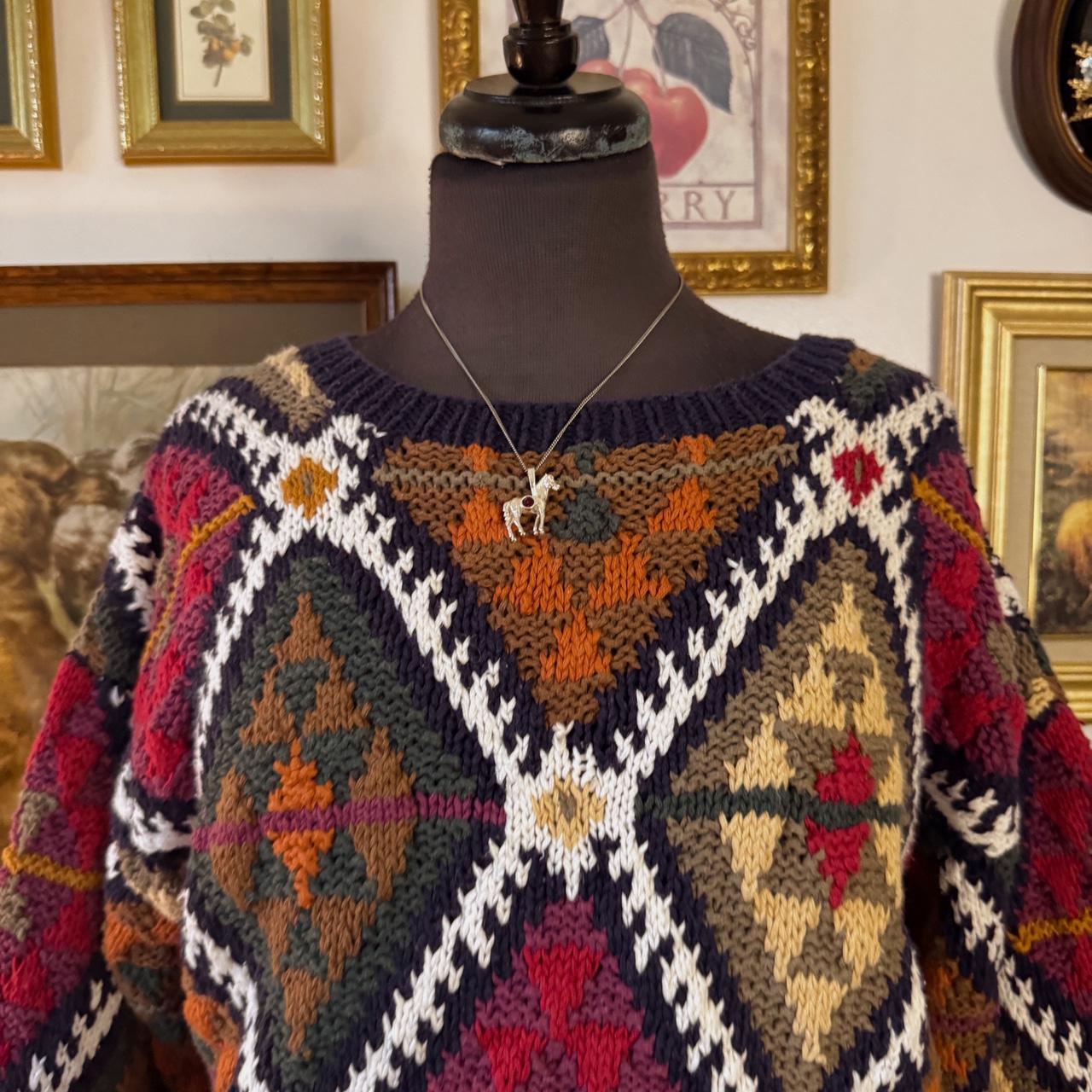 Vintage 90s abstract pattern knit sweater (M)
