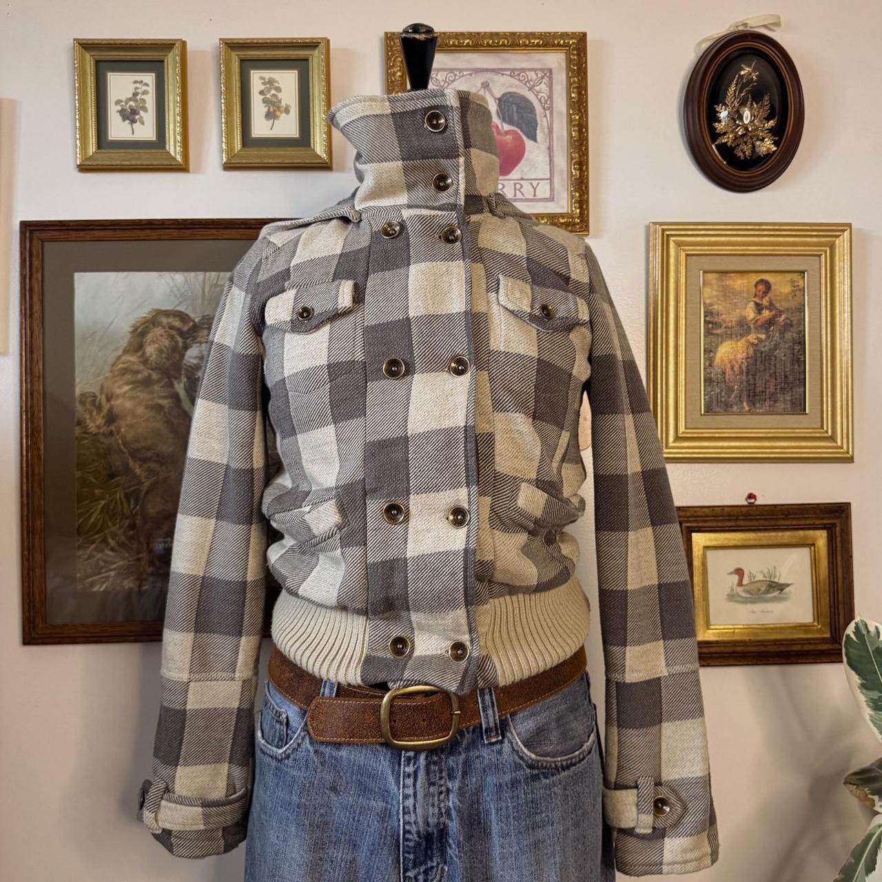 Grey checkered Y2K jacket (S)