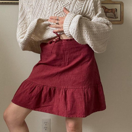 Cherry red ruffle skirt (S)