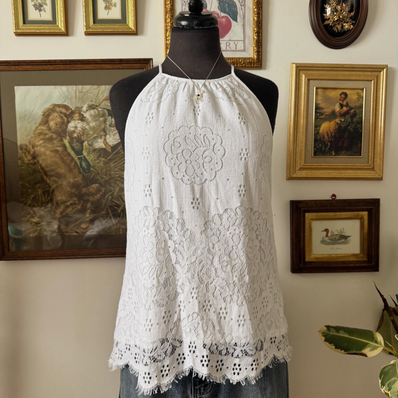 Whimsical floral white babydoll top (S)