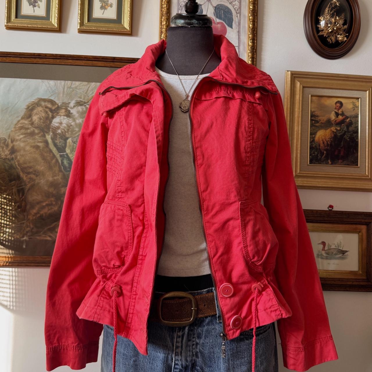 Y2K funnel neck red jacket (S)