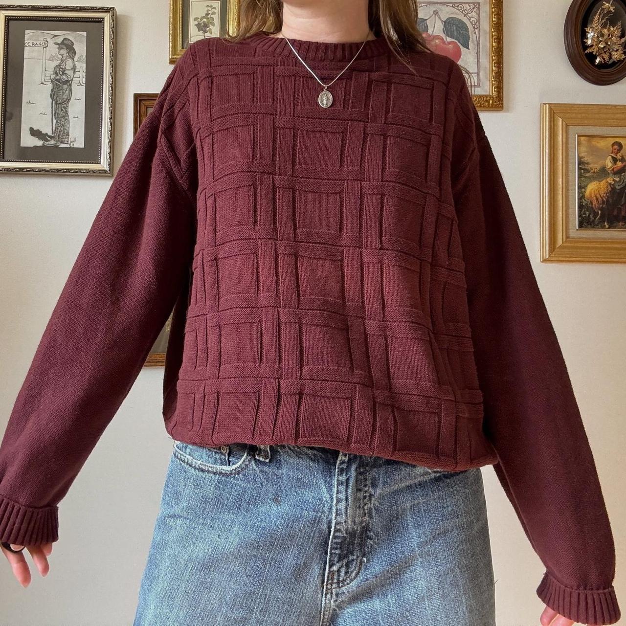 Burgundy slouch knit sweater (M)