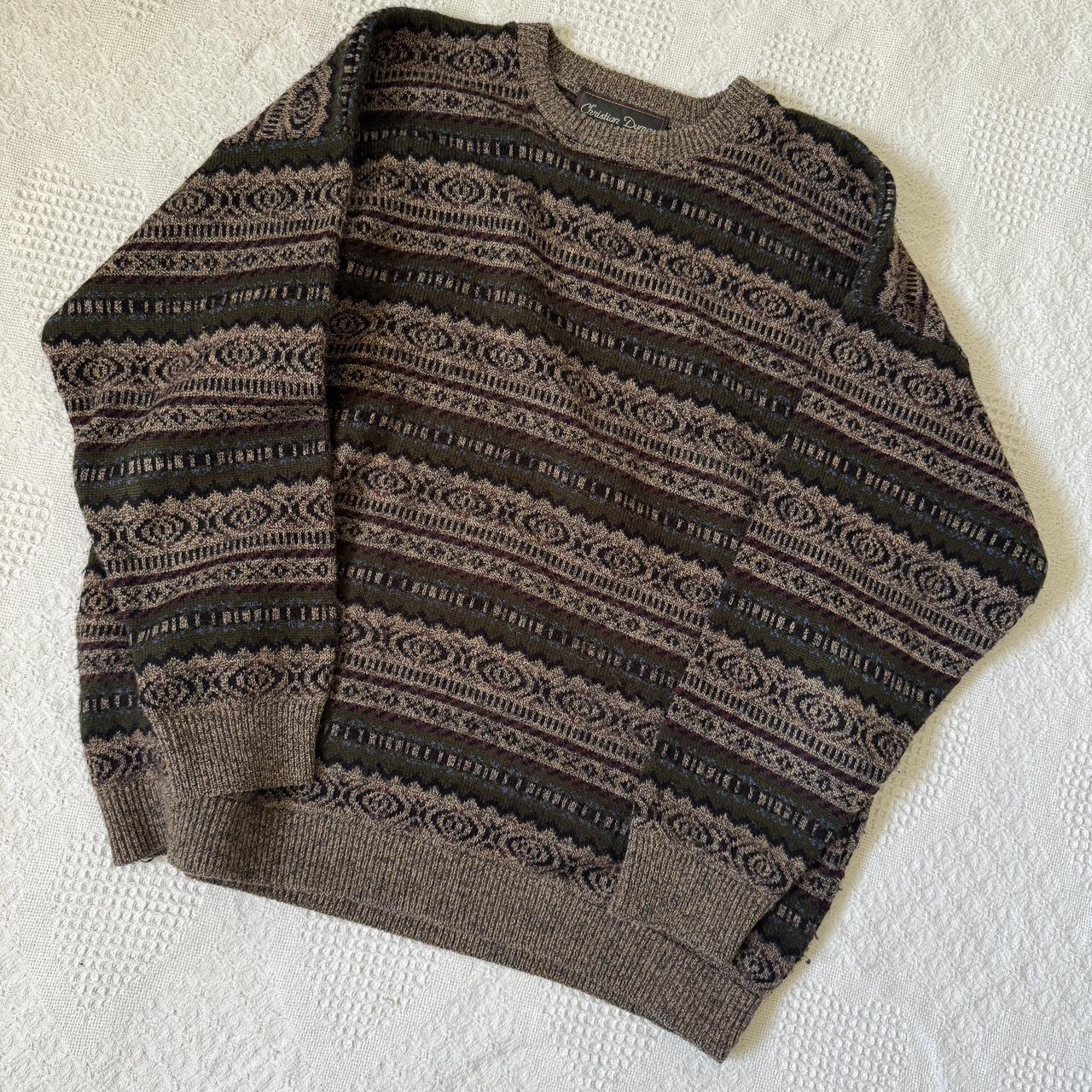 Vintage earthy striped pattern sweater (XL)