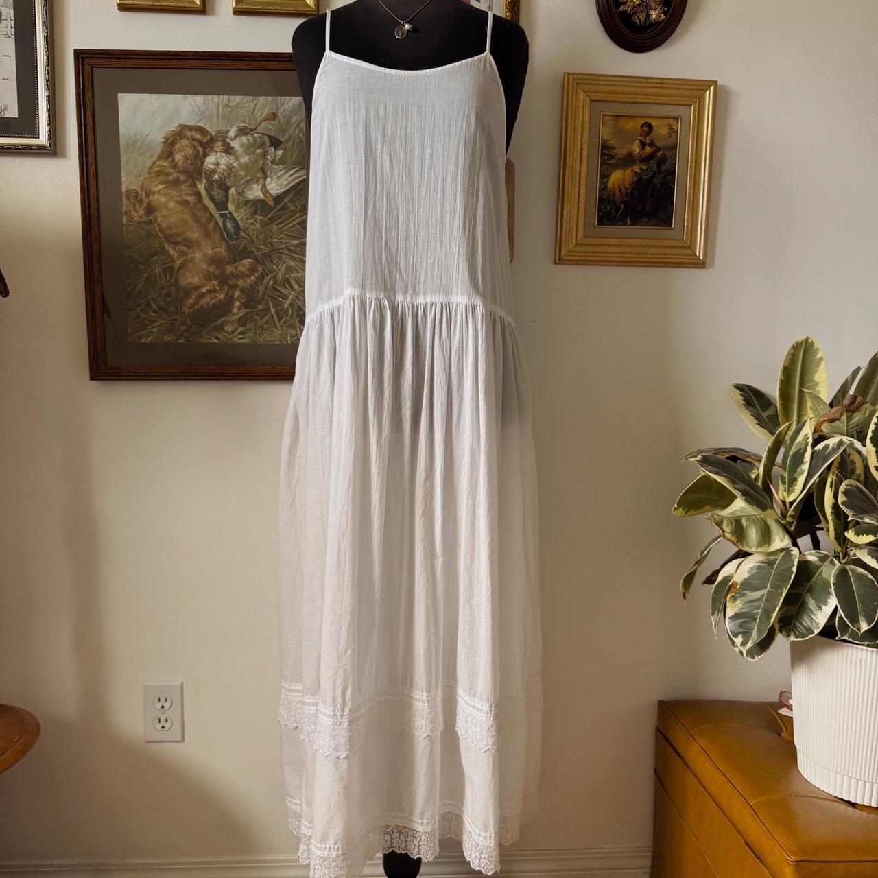 White cotton maxi dress (M)