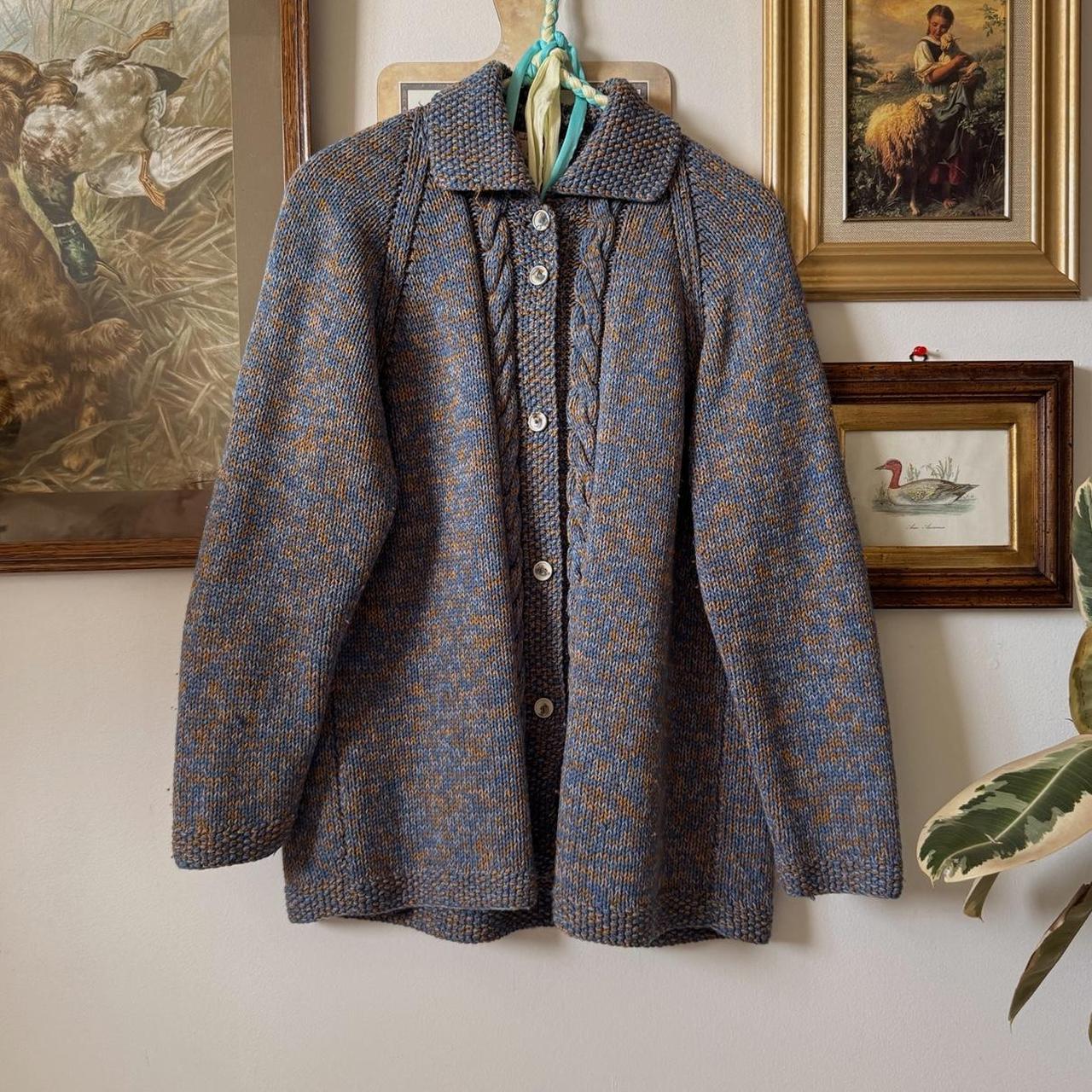 Blue & orange knit cardigan (M)