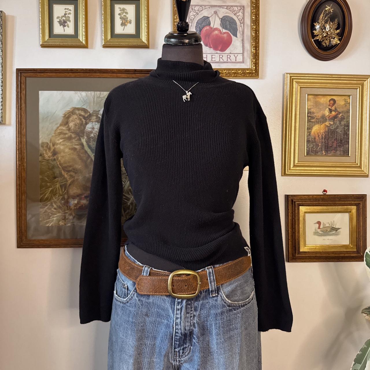 Black ribbed cotton turtleneck (S)