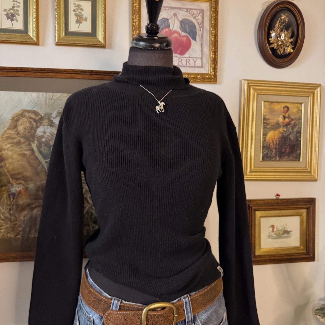 Black ribbed cotton turtleneck (S)