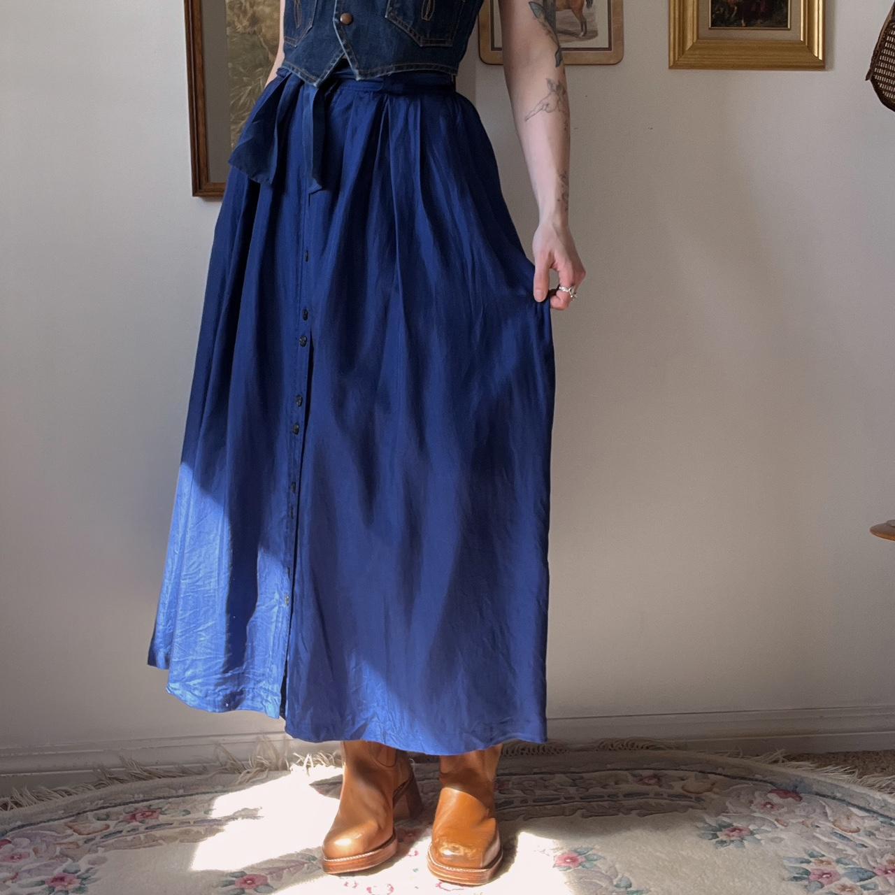 Navy silk maxi skirt (S)